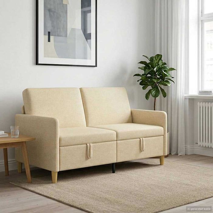 Sofa cu Spațiu de Depozitare Crem 152 x 78 x 87 cm Poliester - WALTI WALTI