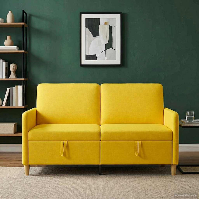 Sofa cu Spațiu de Depozitare Galben Deschis 152 x 78 x 87 cm - WALTI WALTI