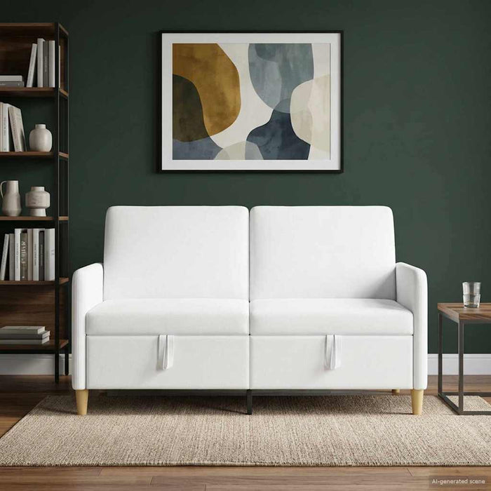 Sofa cu Spațiu de Depozitare Alb 152 x 78 x 87 cm Poliester - WALTI WALTI