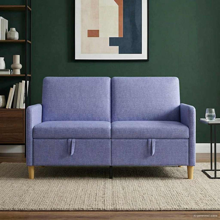 Sofa cu Spațiu de Depozitare Albastru Jeans 152 x 78 x 87 cm - WALTI WALTI