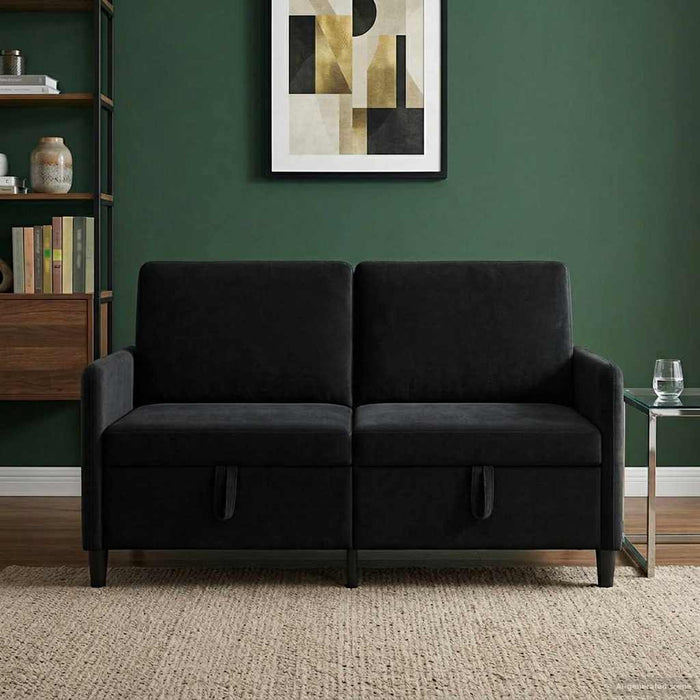 Sofa cu Spațiu de Depozitare Negru 152 x 78 x 87 cm Poliester - WALTI WALTI