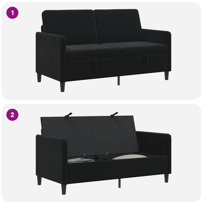 Sofa cu Spațiu de Depozitare Negru 152 x 78 x 87 cm Poliester - WALTI WALTI