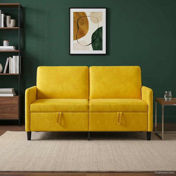 Sofa cu Spațiu de Depozitare Galben 152 x 78 x 87 cm Poliester - WALTI WALTI