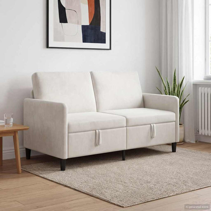 Sofa cu Spațiu de Depozitare Crem 152 x 78 x 87 cm Poliester - WALTI WALTI