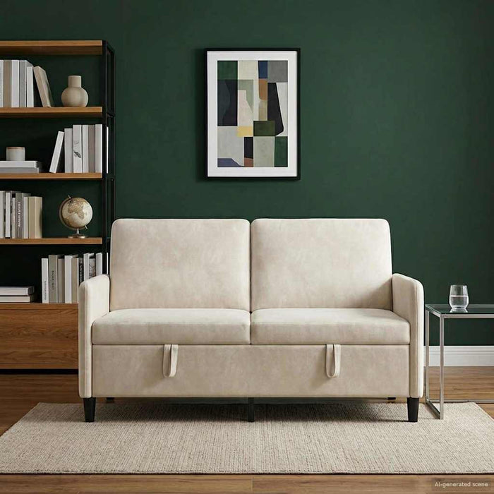 Sofa cu Spațiu de Depozitare Crem 152 x 78 x 87 cm Poliester - WALTI WALTI