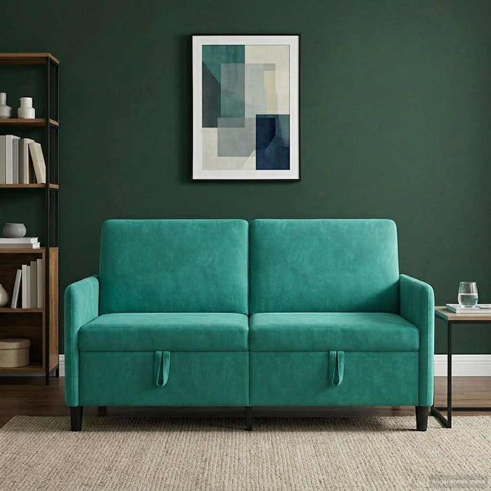 Sofa cu Spațiu de Depozitare Turcoaz 152 x 78 x 87 cm Poliester - WALTI WALTI