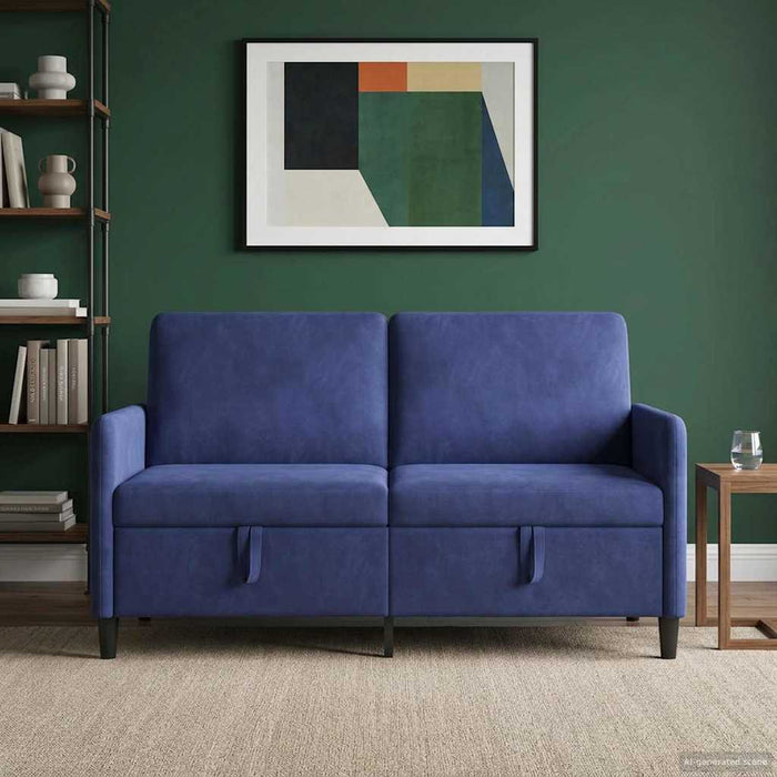 Sofa cu Spațiu de Depozitare Albastru Poliție 152 x 78 x 87 cm WALTI
