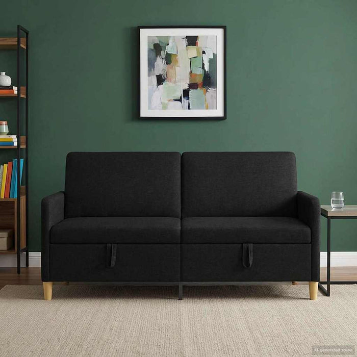 Sofa cu Spațiu de Depozitare Negru 172 x 78 x 87 cm Poliester - WALTI WALTI