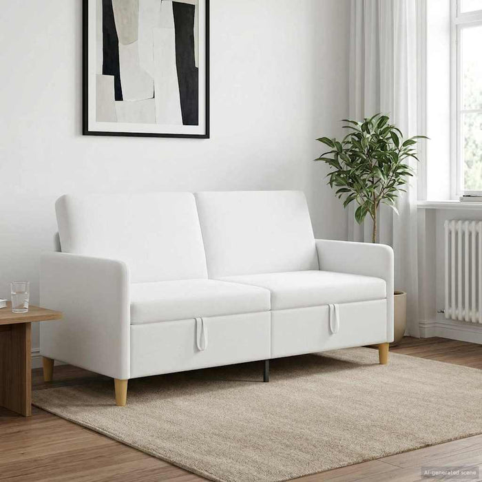 Sofa cu Spațiu de Depozitare Alb 172 x 78 x 87 cm Poliester - WALTI WALTI