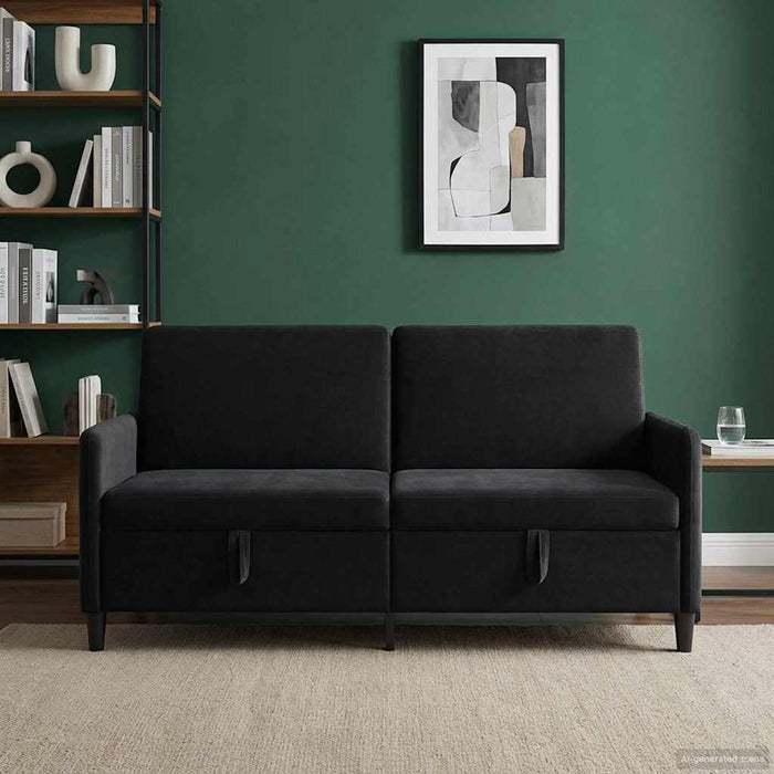 Sofa cu Spațiu de Depozitare Negru 172 x 78 x 87 cm Poliester - WALTI WALTI