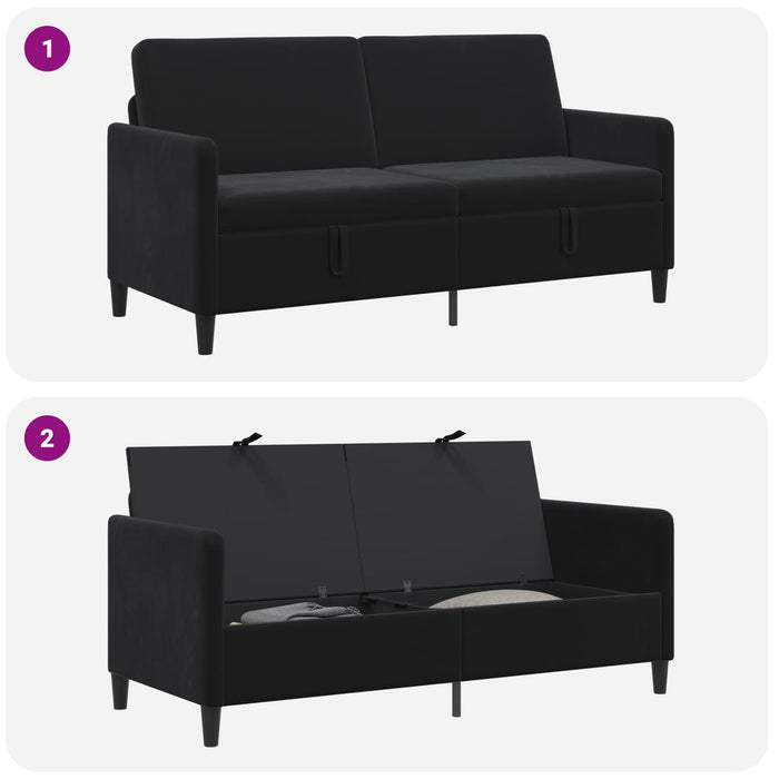 Sofa cu Spațiu de Depozitare Negru 172 x 78 x 87 cm Poliester - WALTI WALTI