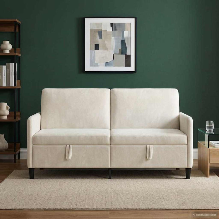 Sofa cu Spațiu de Depozitare Crem 172 x 78 x 87 cm Poliester - WALTI WALTI