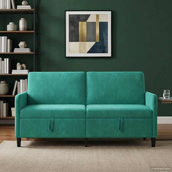 Sofa cu Spațiu de Depozitare Turcoaz 172 x 78 x 87 cm Poliester - WALTI WALTI