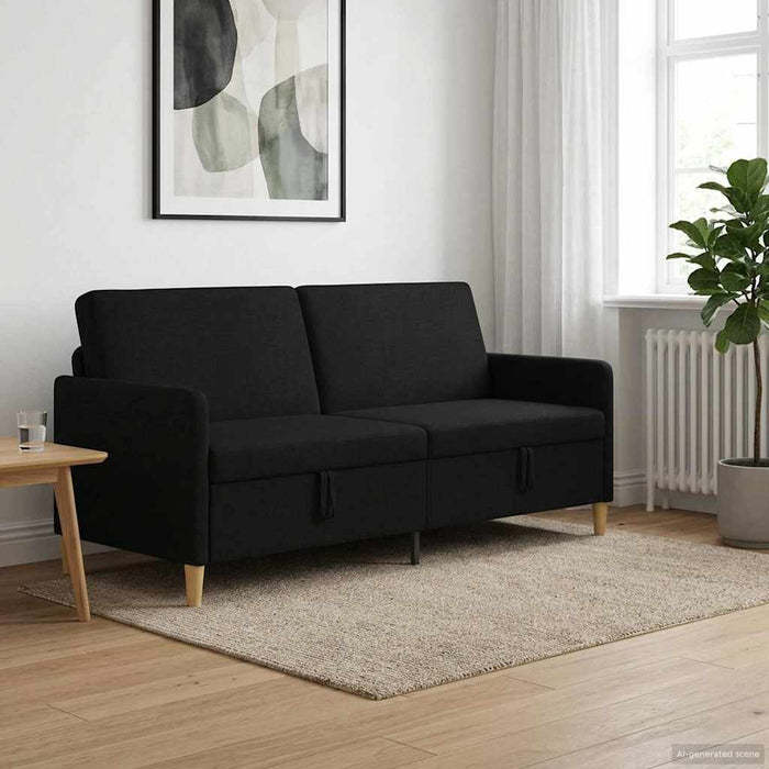 Sofa cu Spațiu de Depozitare Negru 192 x 78 x 87 cm Poliester - WALTI WALTI