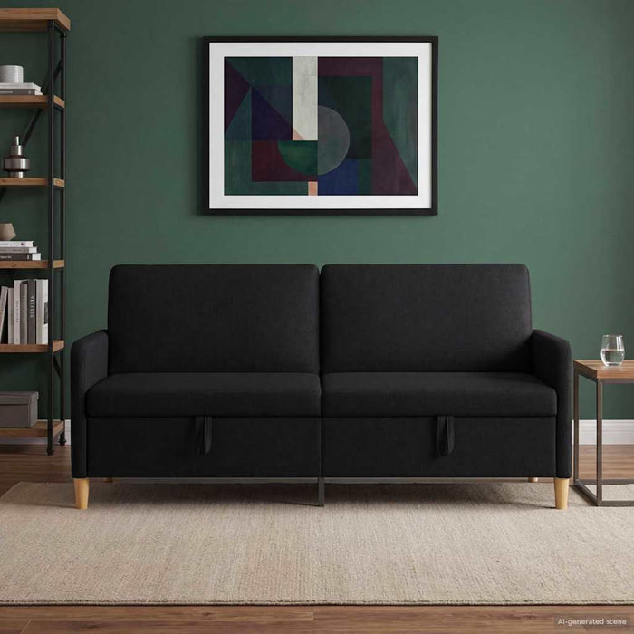 Sofa cu Spațiu de Depozitare Negru 192 x 78 x 87 cm Poliester - WALTI WALTI