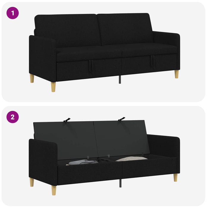 Sofa cu Spațiu de Depozitare Negru 192 x 78 x 87 cm Poliester - WALTI WALTI