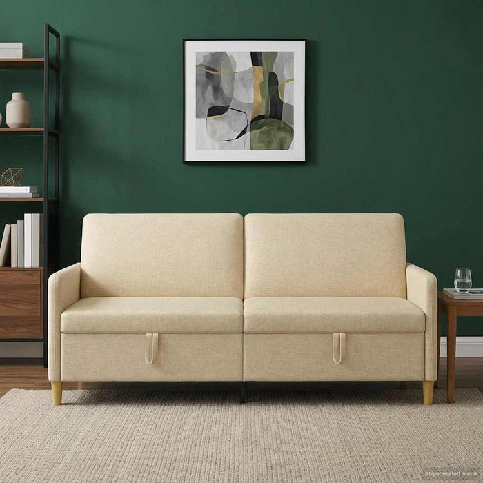 Sofa cu Spațiu de Depozitare Crem 192 x 78 x 87 cm Poliester - WALTI WALTI