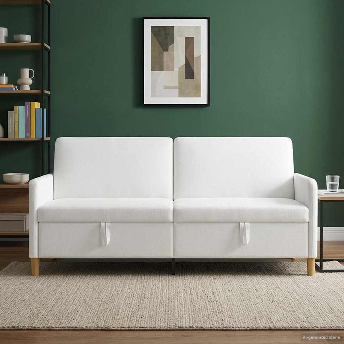 Sofa cu Spațiu de Depozitare Alb 192 x 78 x 87 cm Poliester - WALTI WALTI