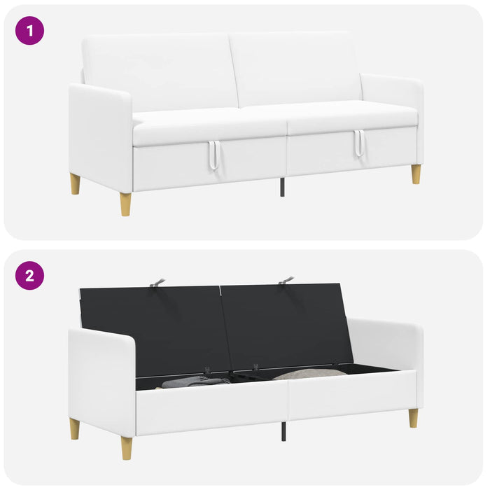 Sofa cu Spațiu de Depozitare Alb 192 x 78 x 87 cm Poliester - WALTI WALTI