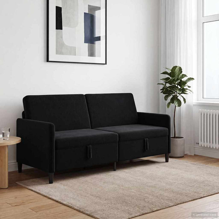 Sofa cu Spațiu de Depozitare Negru 192 x 78 x 87 cm Poliester - WALTI WALTI