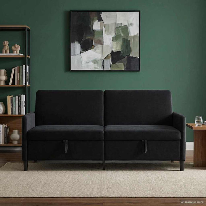 Sofa cu Spațiu de Depozitare Negru 192 x 78 x 87 cm Poliester - WALTI WALTI