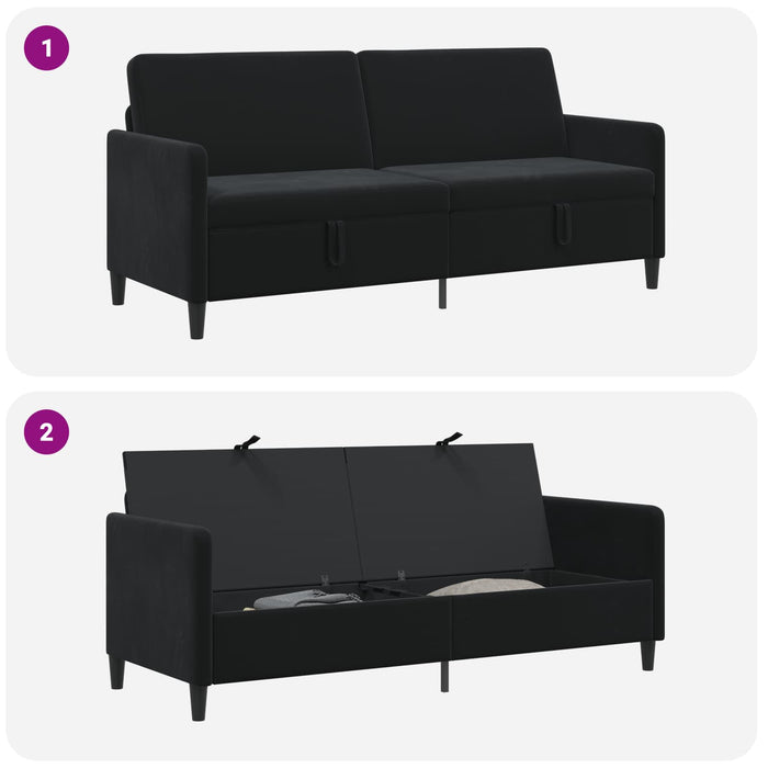 Sofa cu Spațiu de Depozitare Negru 192 x 78 x 87 cm Poliester - WALTI WALTI