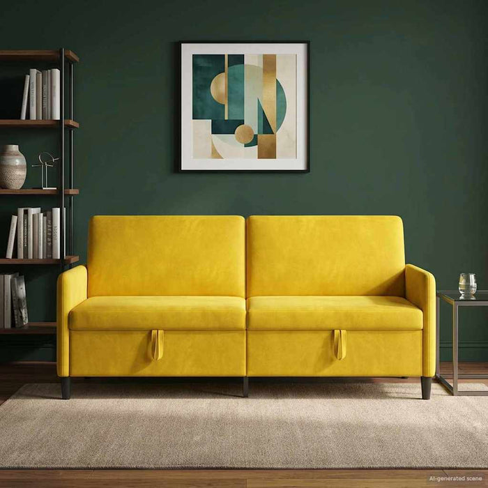 Sofa cu Spațiu de Depozitare Galben 192 x 78 x 87 cm Poliester - WALTI WALTI