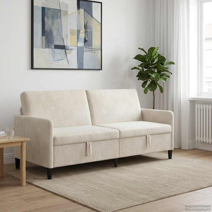 Sofa cu Spațiu de Depozitare Crem 192 x 78 x 87 cm Poliester - WALTI WALTI