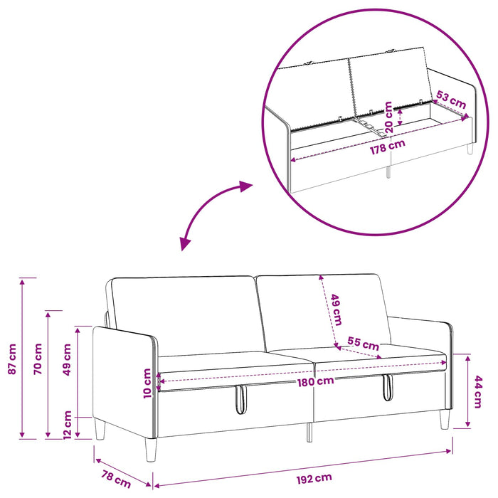 Sofa cu Spațiu de Depozitare albastru 192 x 78 x 87 cm - WALTI WALTI