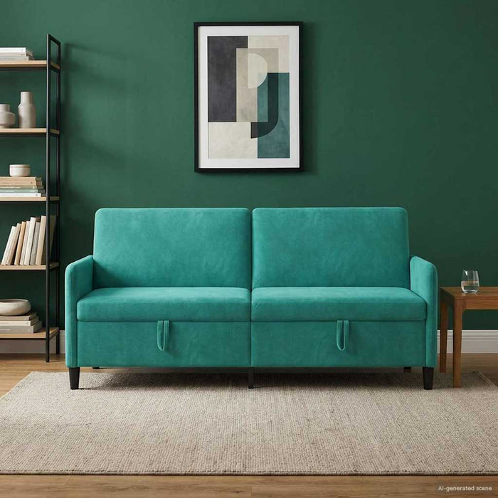 Sofa cu Spațiu de Depozitare Turcoaz 192 x 78 x 87 cm Poliester - WALTI WALTI