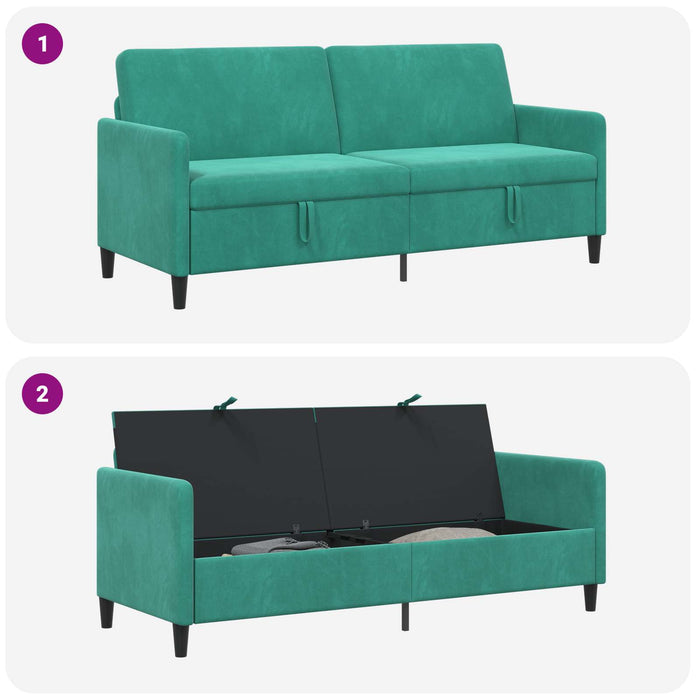 Sofa cu Spațiu de Depozitare Turcoaz 192 x 78 x 87 cm Poliester - WALTI WALTI