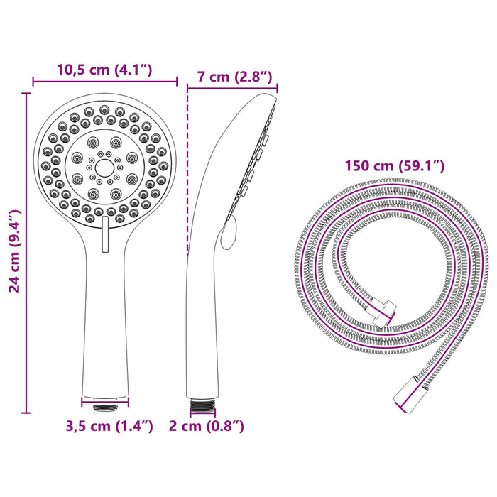 Set de cap de duș Negru 150 cm Oţel inoxidabil - WALTI WALTI