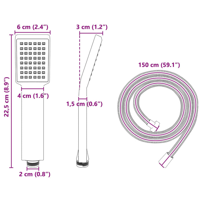 Set de cap de duș Negru 150 cm Oţel inoxidabil - WALTI WALTI