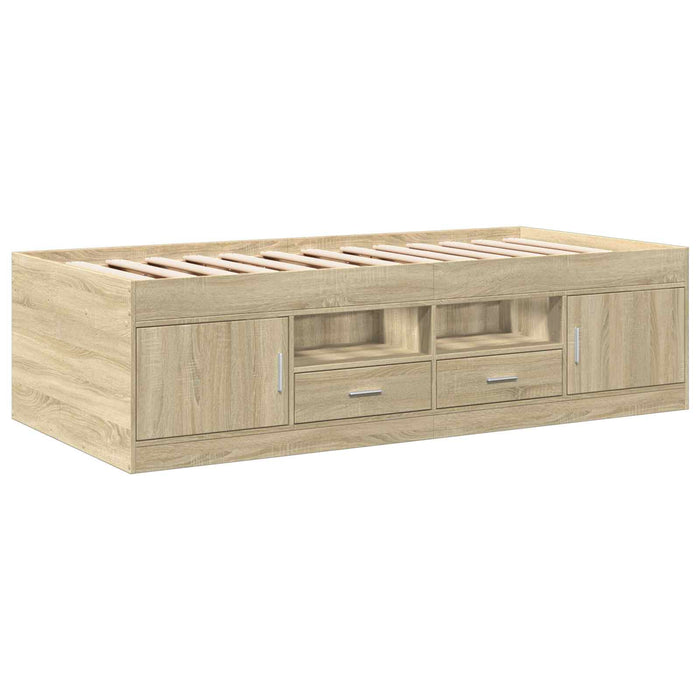 Cadru de pat cu depozitare cu sertar Stejar Sonoma 80 x 200 cm WALTI