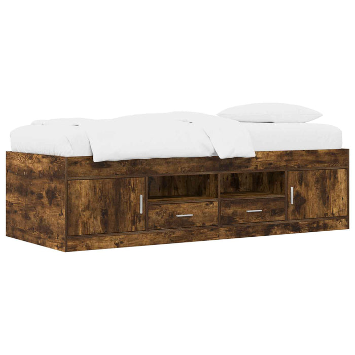 Cadru de pat cu depozitare cu sertar Stejar fumuriu 80 x 200 cm WALTI