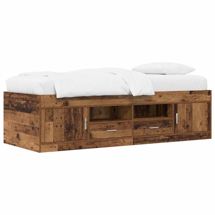 Cadru de pat cu depozitare cu sertar Lemn vechi 80 x 200 cm WALTI
