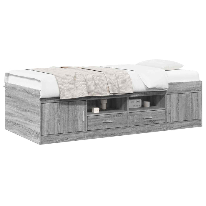 Cadru de pat cu depozitare cu sertar Sonoma gri 80 x 200 cm WALTI