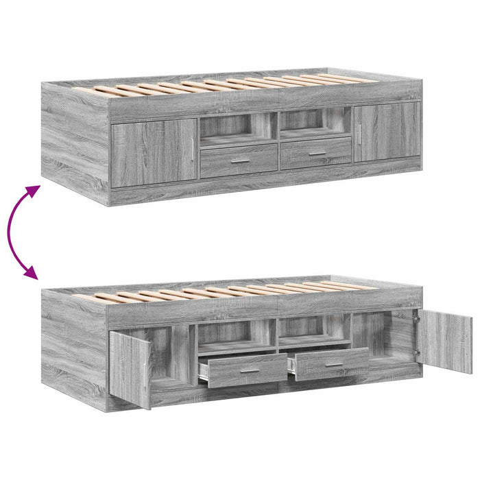 Cadru de pat cu depozitare cu sertar Sonoma gri 80 x 200 cm WALTI