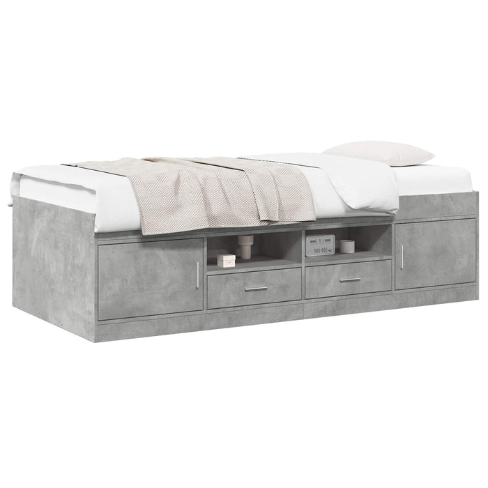 Cadru de pat cu depozitare Gri Beton 80 x 200 cm Lemn prelucrat WALTI