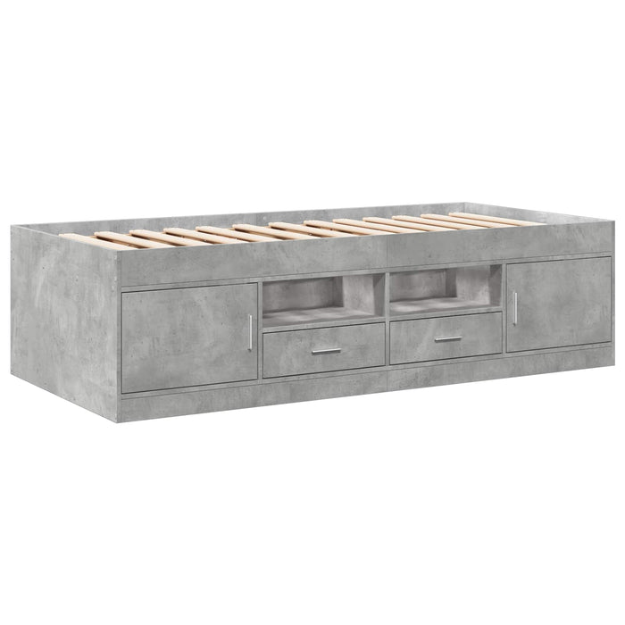 Cadru de pat cu depozitare Gri Beton 80 x 200 cm Lemn prelucrat WALTI