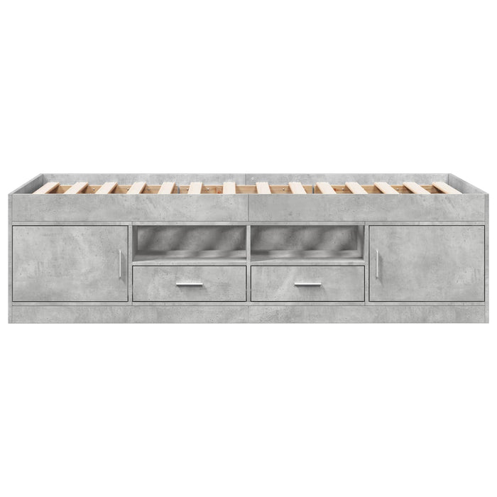 Cadru de pat cu depozitare Gri Beton 80 x 200 cm Lemn prelucrat WALTI