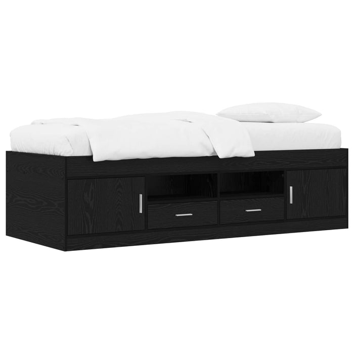 Cadru de pat cu depozitare cu sertar Stejar Negru 80 x 200 cm WALTI