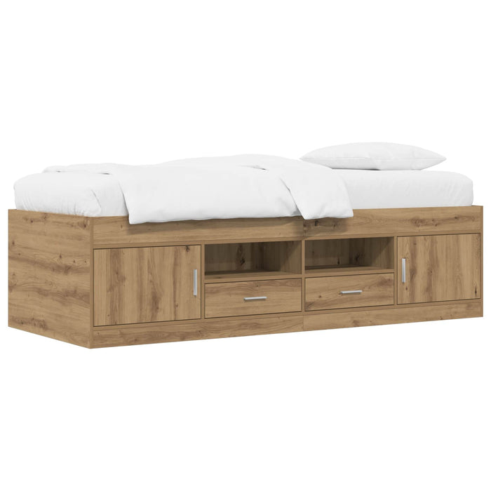 Cadru de pat cu depozitare cu raft Stejar artizanal 80 x 200 cm WALTI