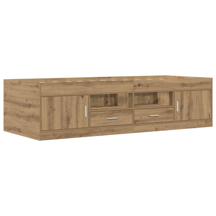Cadru de pat cu depozitare cu raft Stejar artizanal 80 x 200 cm WALTI