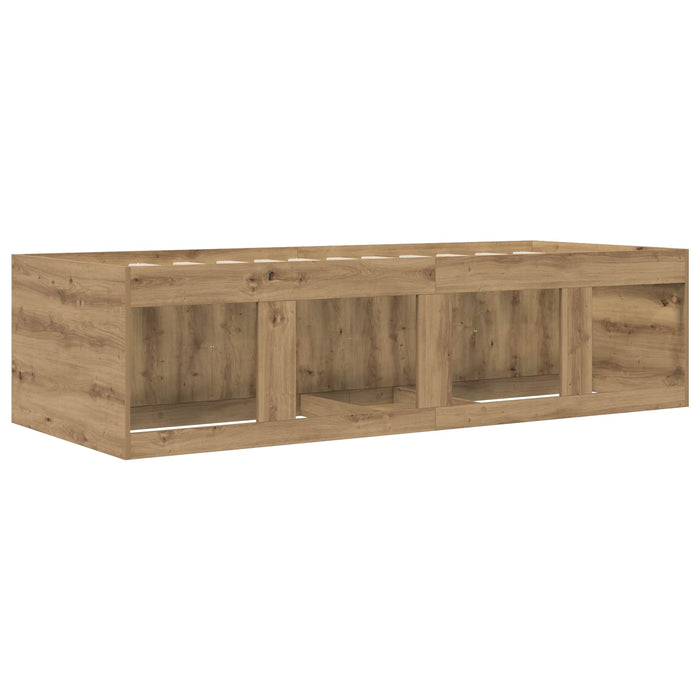 Cadru de pat cu depozitare cu raft Stejar artizanal 80 x 200 cm WALTI