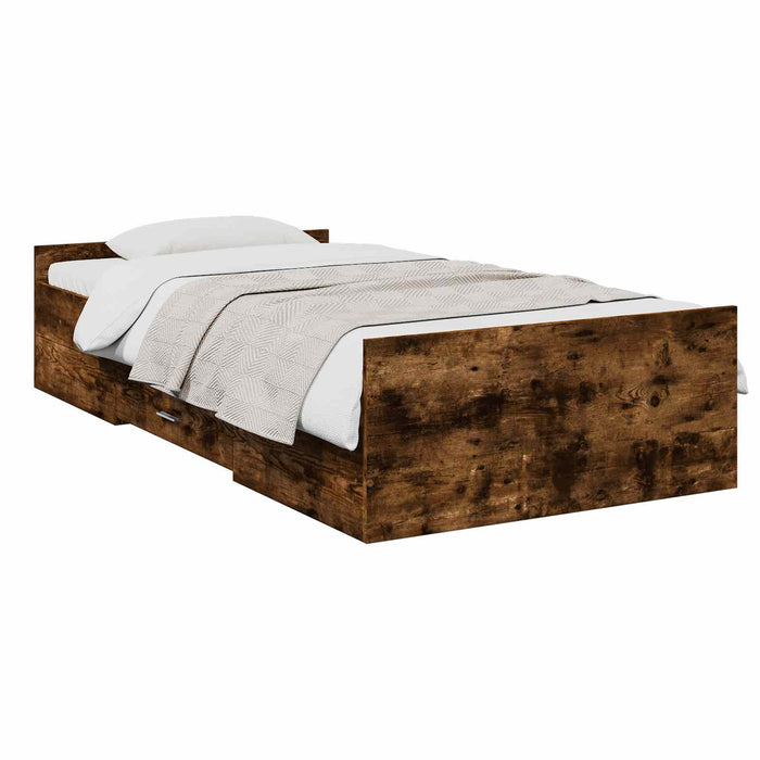 Cadru de pat cu depozitare cu sertar Stejar fumuriu 80 x 200 cm WALTI