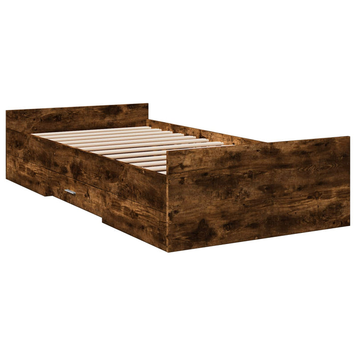 Cadru de pat cu depozitare cu sertar Stejar fumuriu 80 x 200 cm WALTI