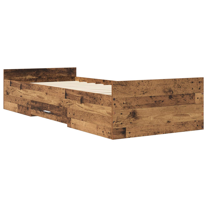 Cadru de pat cu depozitare cu sertar Lemn vechi 80 x 200 cm WALTI