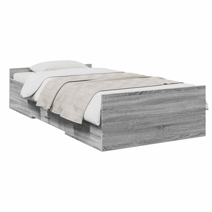 Cadru de pat cu depozitare cu sertar Sonoma gri 80 x 200 cm WALTI