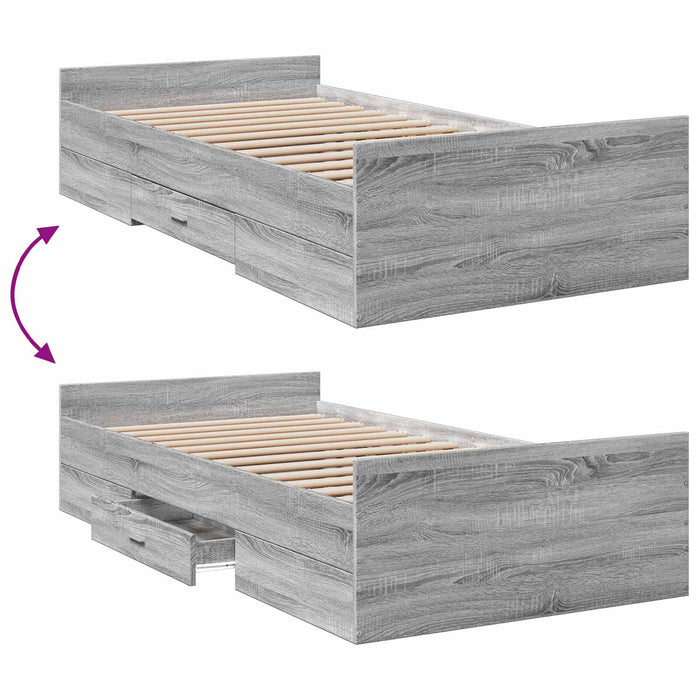 Cadru de pat cu depozitare cu sertar Sonoma gri 80 x 200 cm WALTI